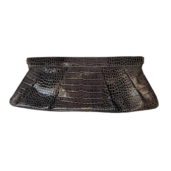 Crocodile Leather Clutch Womens Snake Style Leather Pockets Gray - Picture 1 of 5